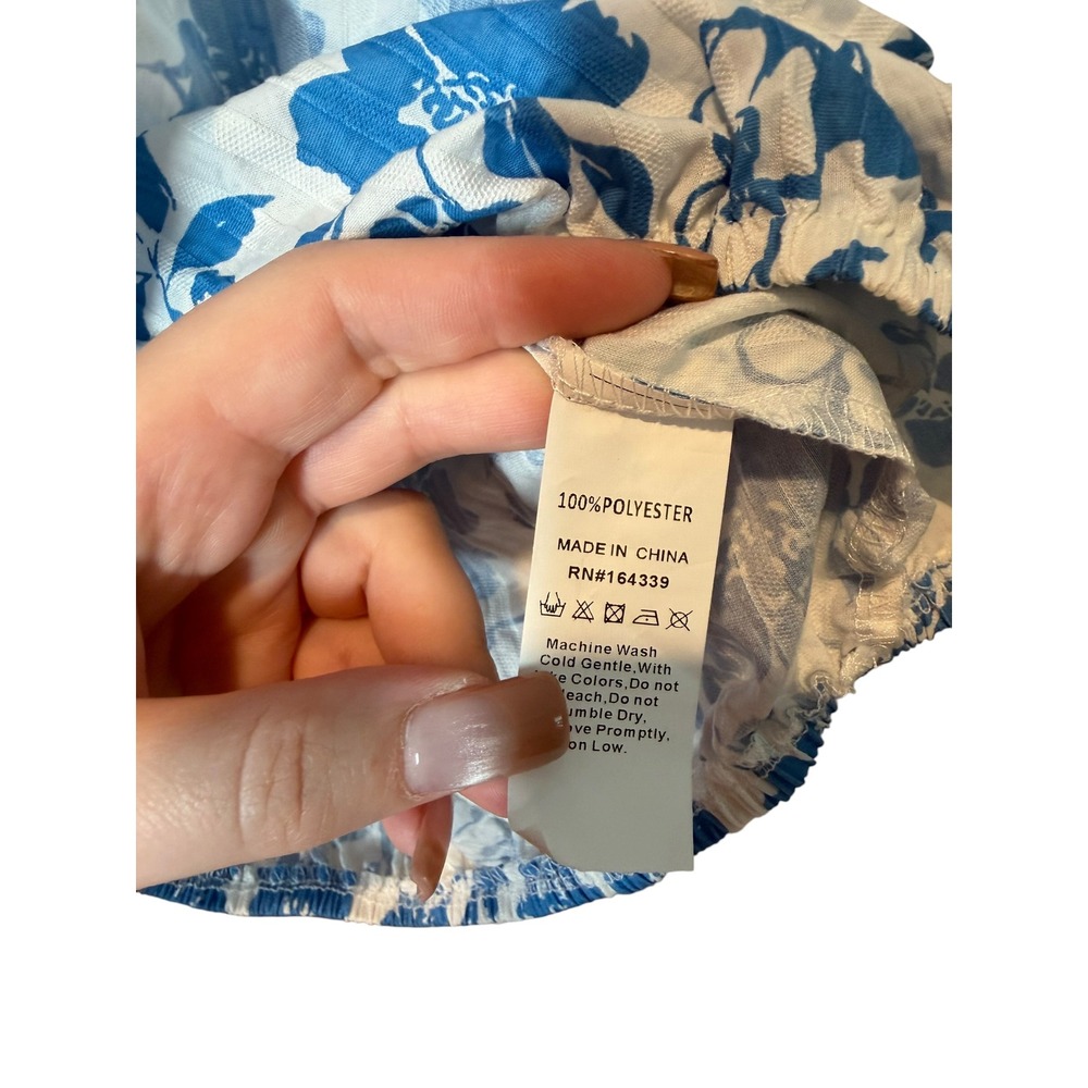 Petal + Pup Blue White Floral One Shoulder Ruffle Crop‎ Top Womens Medium - Picture 5 of 7